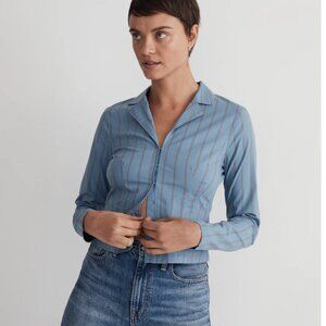 NWT Madewell Organic Cotton Poplin Hook-Front Shrunken Shirt - Size 0